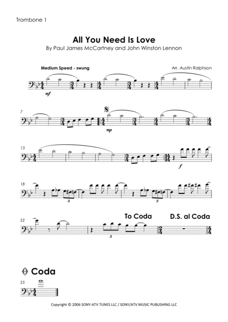 All You Need Is Love Trombone Quartet Page 2