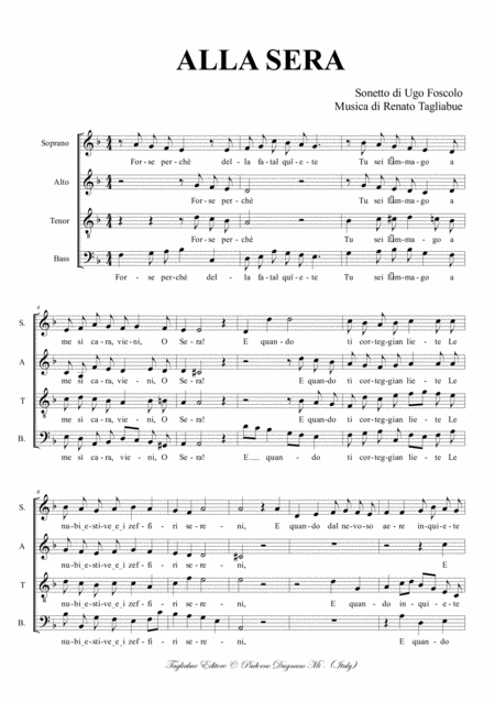 Alla Sera Sonetto By Ugo Foscolo For Satb Choir Page 2