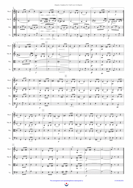 Allegretto Beethoven Symphony No 7 Mov Ii Excerpt Page 2