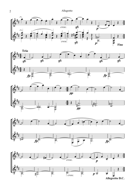 Allegretto From The Moonlight Sonata D Major For Violin Or Flute And Guitar Page 2