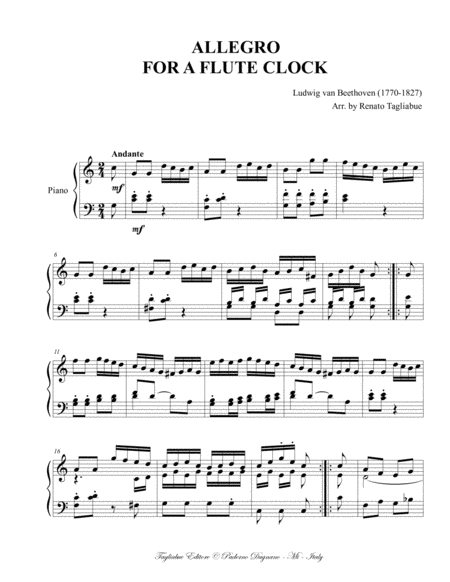 Allegro For A Flute Clock Beethoven Arr For Piano Page 2