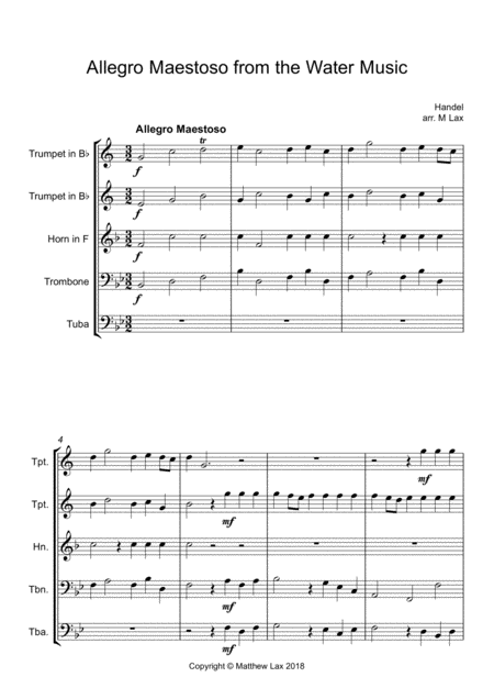 Allegro Maestoso From Handels Water Music Brass Quintet Page 2