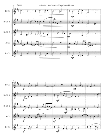 Alleluia Ave Maria Virga Jesse Floruit Arranged For Clarinet Quintet E Flat 2 B Flats Alto And Bass Page 2