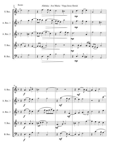 Alleluia Ave Maria Virga Jesse Floruit Arranged For Recorder Quintet Page 2