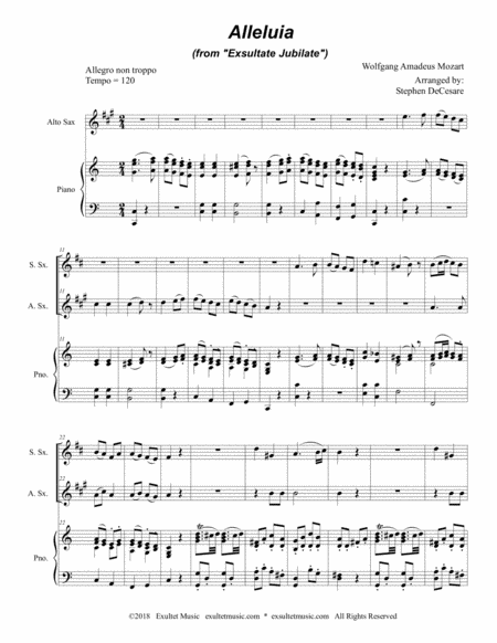 Alleluia From Exsultate Jubilate Duet For Soprano Alto Saxophone Page 2