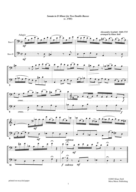 Allesandro Scarlatti Sonata In D Minor Transcribed And Edited By Klaus Stoll Page 2