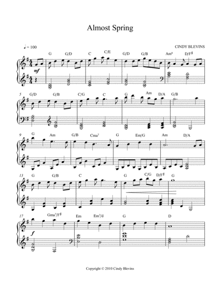 Almost Spring An Original Solo For Harp From My Book Harping On The Black Notes Page 2