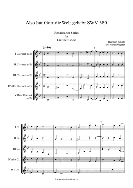 Also Hat Gott Die Welt Geliebt Swv 380 Heinrich Schtz Clarinet Choir Arr Adrian Wagner Page 2