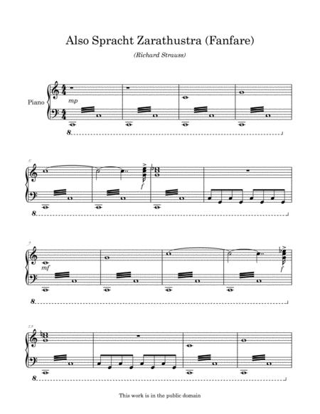 Also Spracht Zarathustra Theme From 2001 A Space Odyssey Arranged For Easy Intermediate Piano Page 2