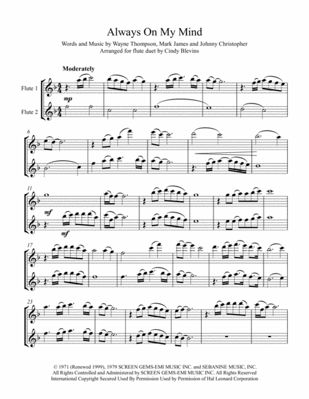 Always On My Mind Arranged For Flute Duet Page 2