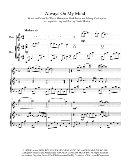 Always On My Mind Arranged For Harp And Flute Page 2