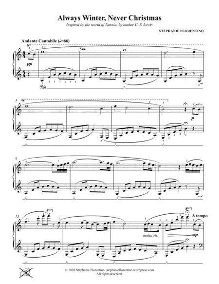 Always Winter Never Christmas Piano Solo Page 2