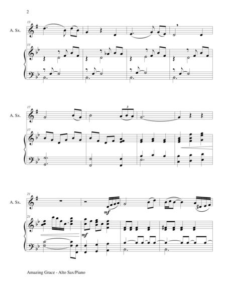 Amazing Grace Alto Sax Piano And Sax Part Page 2