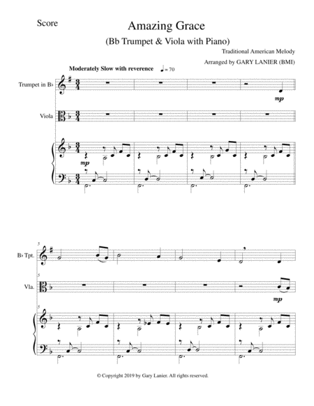 Amazing Grace Bb Trumpet Viola With Piano Score Parts Included Page 2