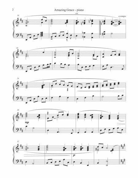 Amazing Grace Cello Piano Piano Part Page 2