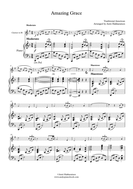 Amazing Grace Clarinet Piano Page 2