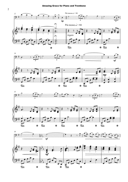 Amazing Grace Concert Solo For Trombone And Piano Page 2