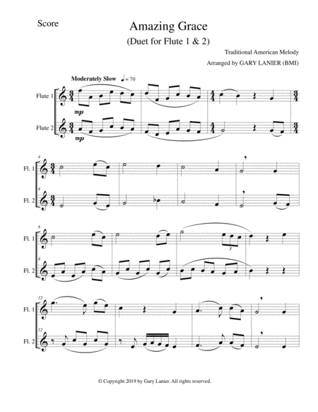 Amazing Grace Duet Flute 1 2 Score Parts Included Page 2