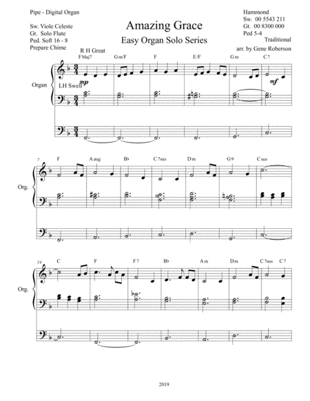 Amazing Grace Easy Organ Hymn Series Page 2