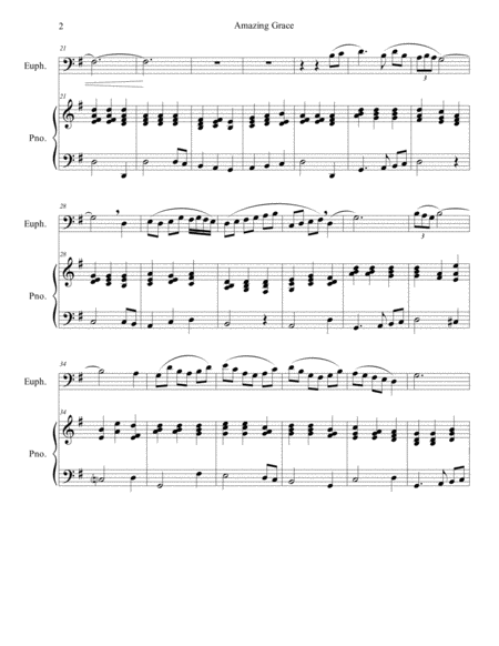 Amazing Grace For Ephonium And Piano Page 2