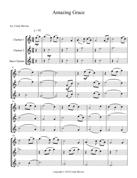 Amazing Grace For Two Clarinets And Bass Clarinet Page 2