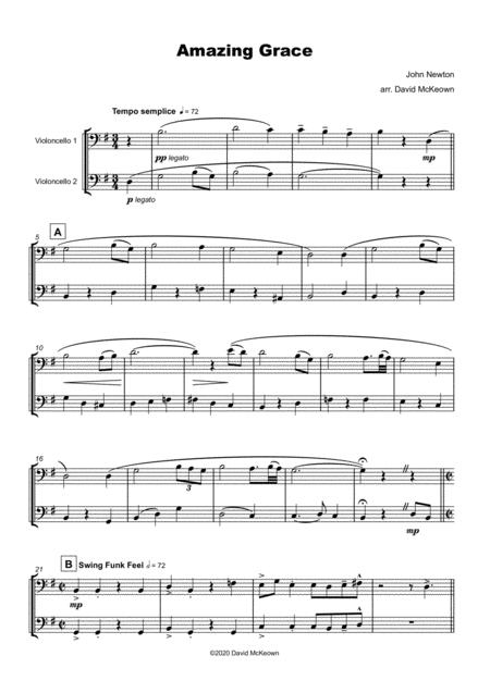 Amazing Grace Gospel Style For Cello Duet Page 2