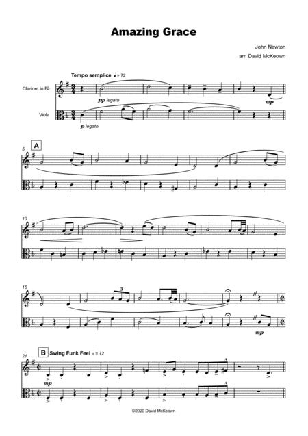 Amazing Grace Gospel Style For Clarinet And Viola Duet Page 2