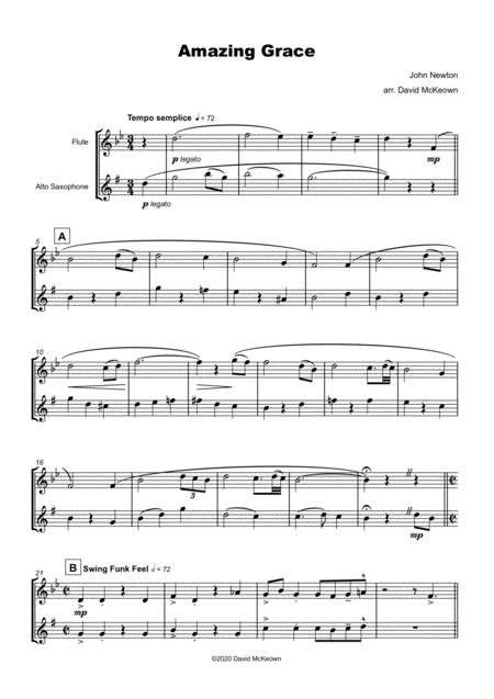 Amazing Grace Gospel Style For Flute And Alto Saxophone Duet Page 2