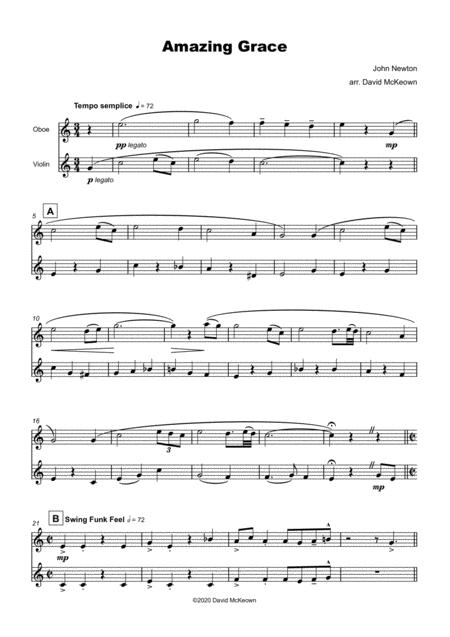 Amazing Grace Gospel Style For Oboe And Violin Duet Page 2