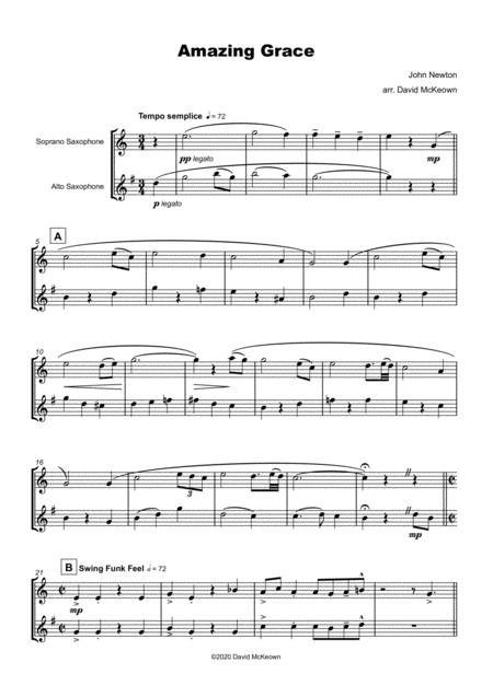 Amazing Grace Gospel Style For Soprano And Alto Saxophone Duet Page 2