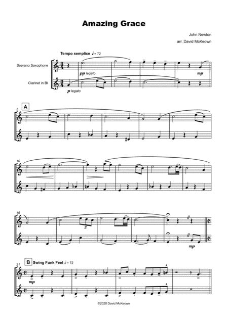Amazing Grace Gospel Style For Soprano Saxophone And Clarinet Duet Page 2