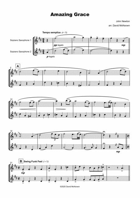 Amazing Grace Gospel Style For Soprano Saxophone Duet Page 2