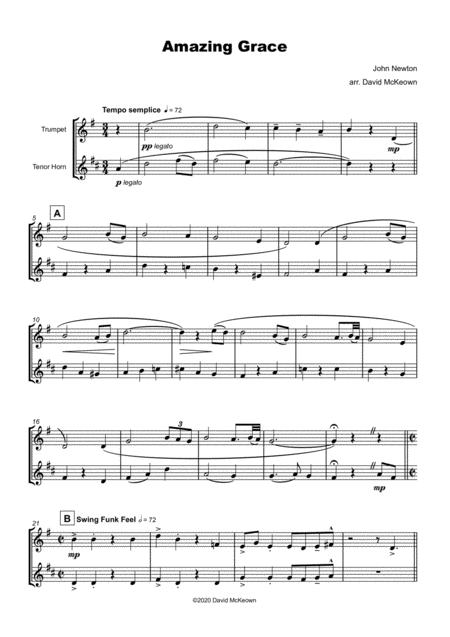 Amazing Grace Gospel Style For Trumpet And Tenor Horn Duet Page 2