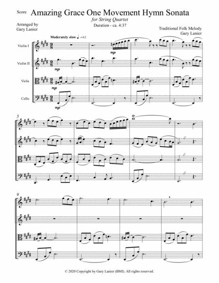 Amazing Grace Hymn Sonata For String Quartet Score With Violin 1 Violin 2 Viola And Cello Parts Included Page 2