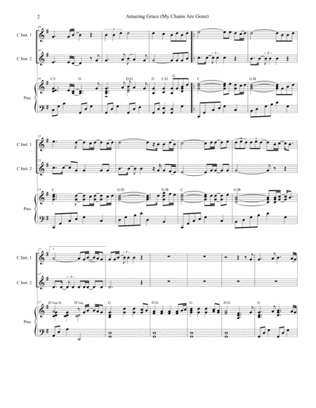 Amazing Grace My Chains Are Gone Duet For C Instruments Page 2