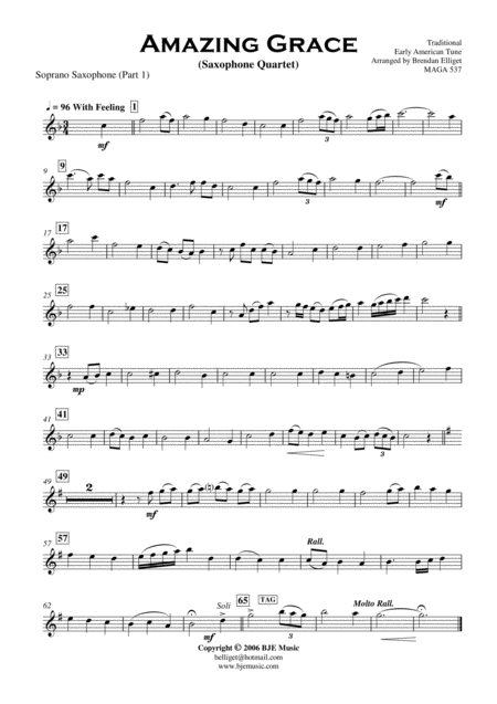 Amazing Grace Saxophone Quartet Score Annd Parts Page 2