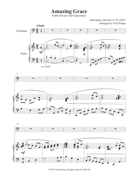 Amazing Grace Trombone Piano Page 2