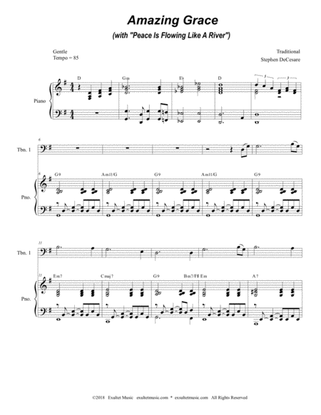 Amazing Grace With Peace Is Flowing Trombone Duet Page 2