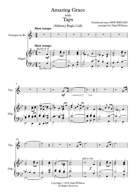 Amazing Grace With Taps Military Bugle Call For Trumpet Bugle And Organ Page 2