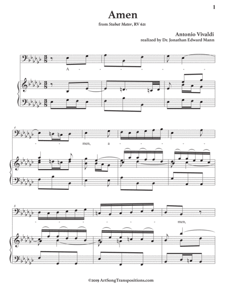 Amen Transposed To E Flat Minor Bass Clef Page 2