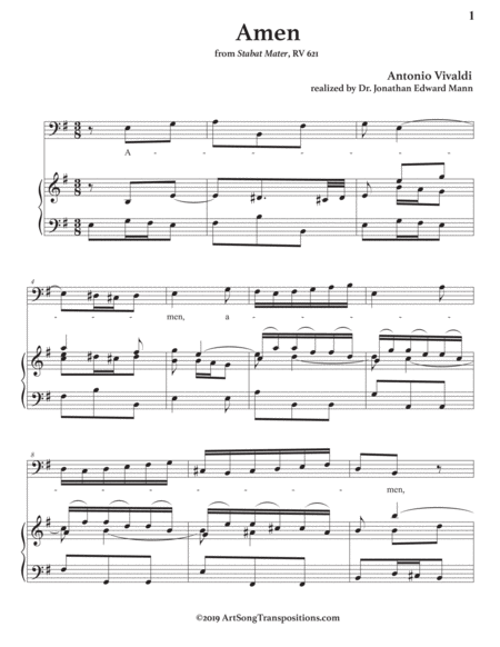 Amen Transposed To E Minor Bass Clef Page 2