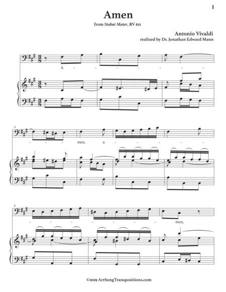 Amen Transposed To F Sharp Minor Bass Clef Page 2