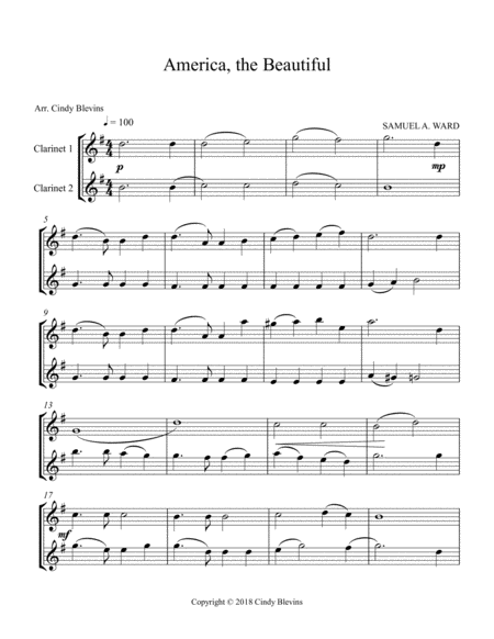 America The Beautiful Arranged For Clarinet Duet Page 2