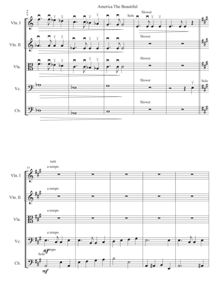 America The Beautiful For String Orchestra Page 2