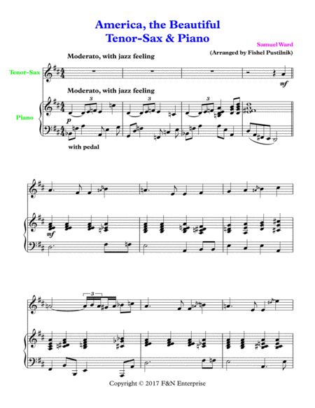 America The Beautiful For Tenor Sax And Piano Page 2