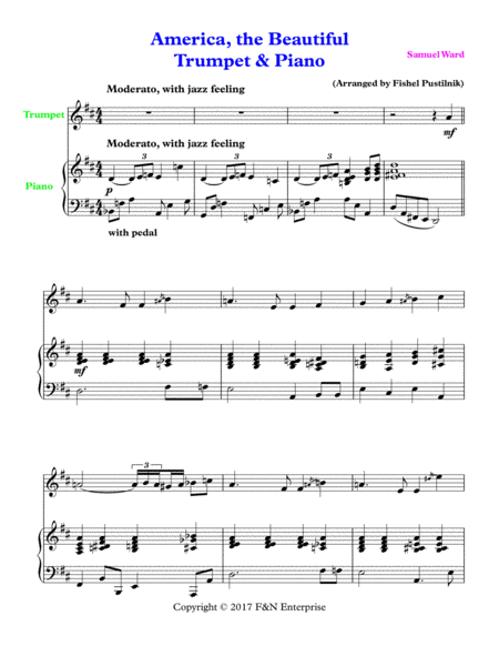 America The Beautiful For Trumpet And Piano Page 2