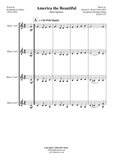 America The Beautiful Horn Quartet Score And Parts Pdf Page 2