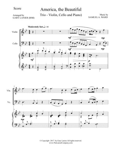 America The Beautiful Trio Violin Cello And Piano Score And Parts Page 2