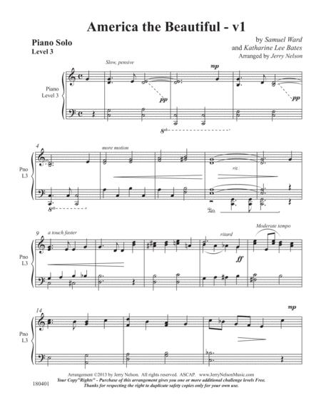 America The Beautiful V1 4 For 1 Piano Standalone Arr S Page 2