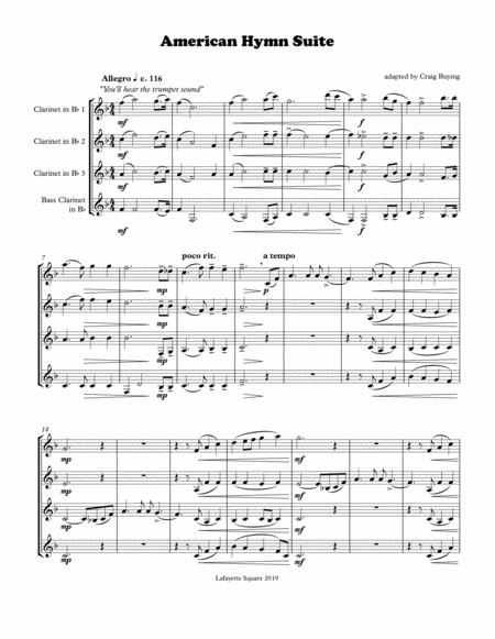 American Hymn Suite For Clarinet Quartet Amazing Grace You Will Hear The Trumpet Sound My Lord What A Morning What Wondrous Love Is This Holy Manna Page 2
